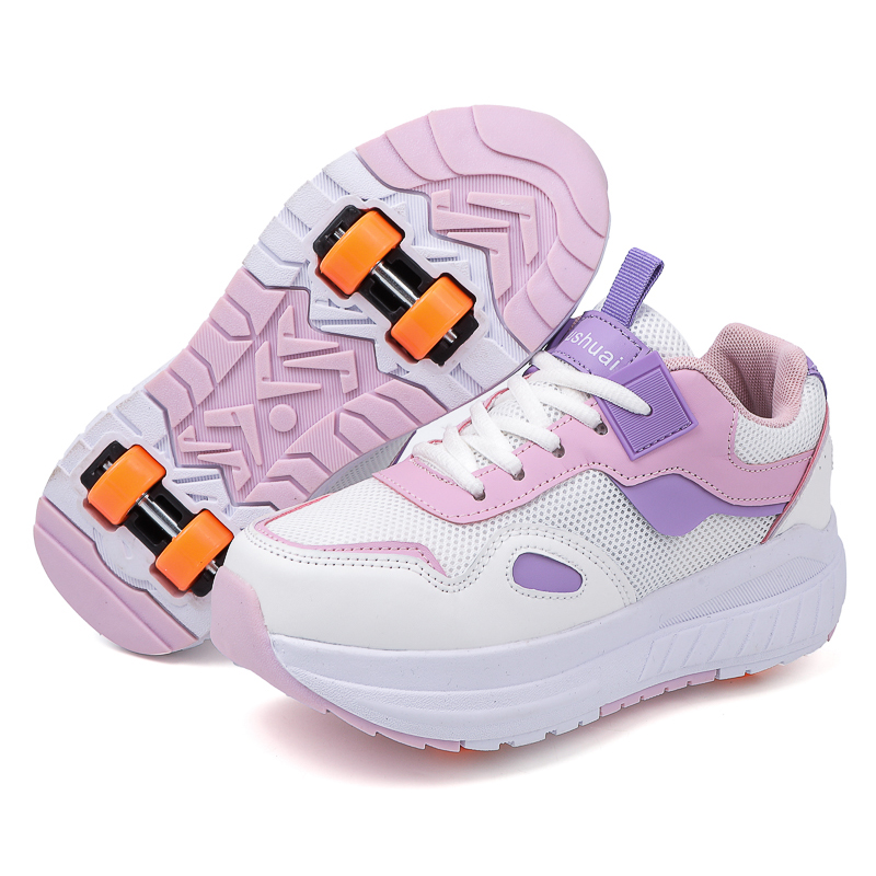 Women'S Shoes - 子供用ローラースケート、4輪、取り外し可能な車輪付きスニーカー、女の子向け、屋外スポーツ用、変形可能な車輪付きシューズ。