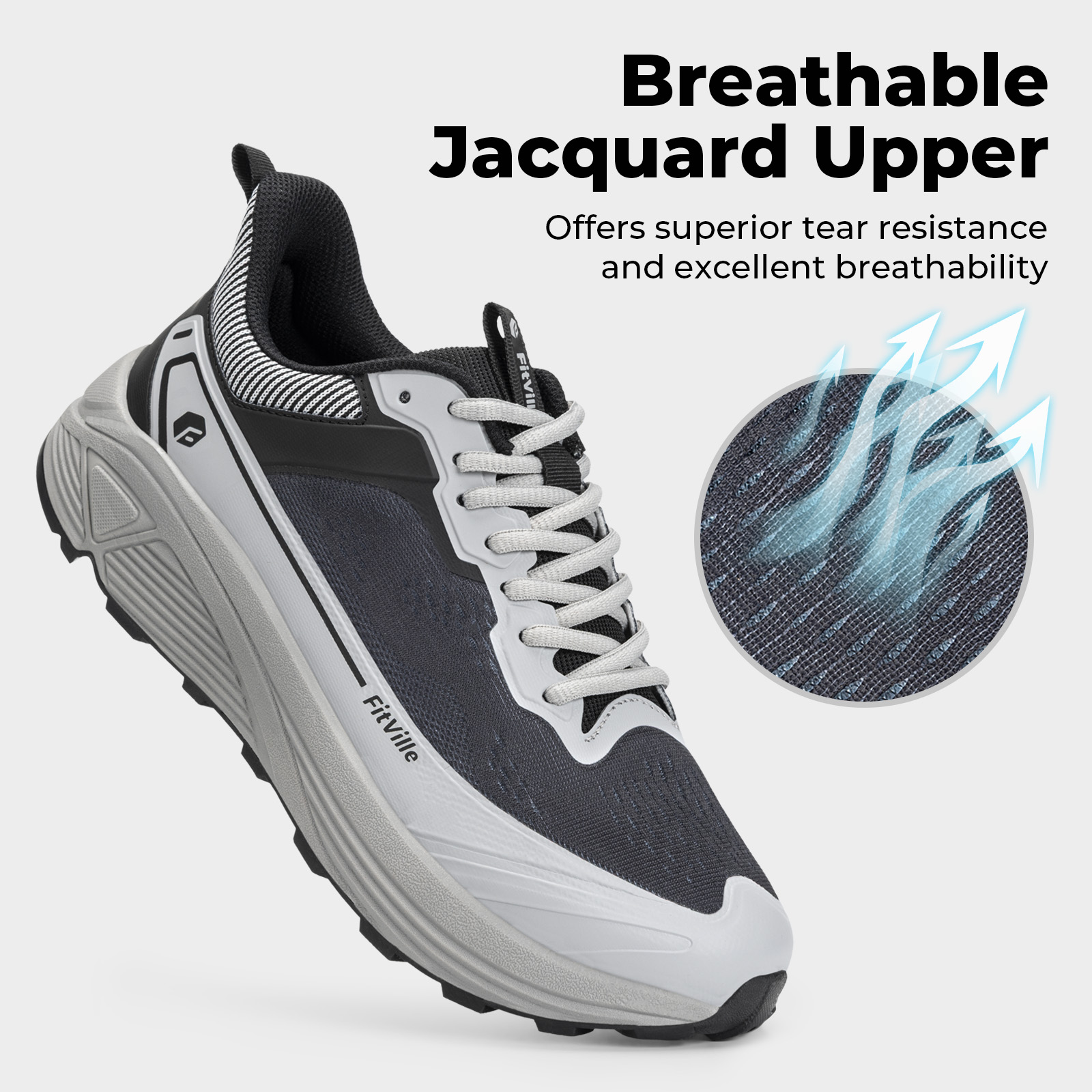 FitVille ワイドスポーツシューズ 耐摩耗性ハイキング - Anti Slip Trail Running Sneakers のレビューと価格