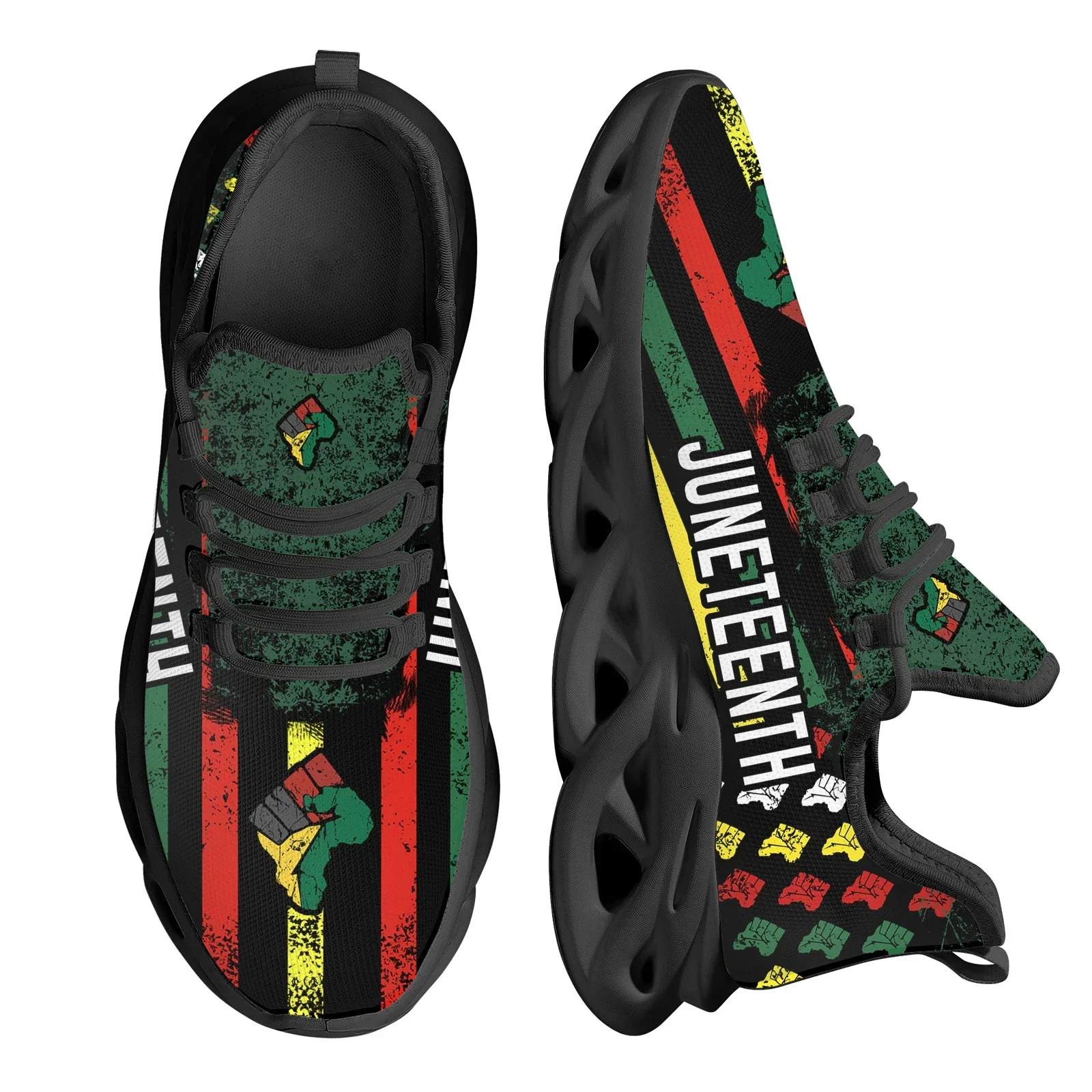 Juneteenth Peace and Love プリント - Breathable Mesh Athletic Shoes のレビューと価格